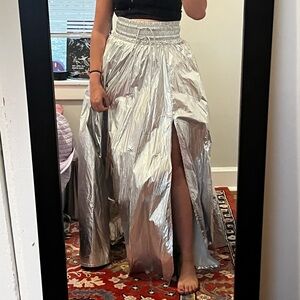 Akira Silver Metallic Women's Maxi Skirt